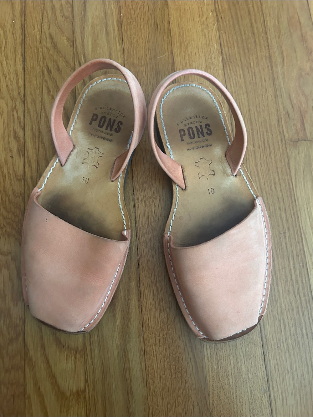 PONS Women's Peach Leather Slingback Sandals